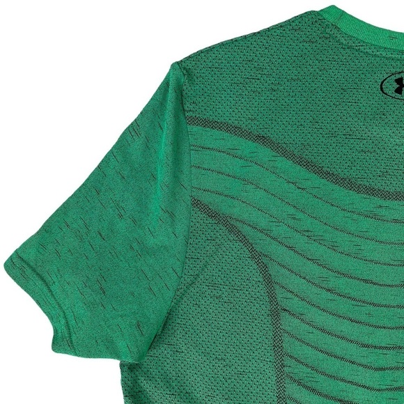 Under Armour Tee Mens Medium Bright Green Seamless Wave Contoured Fitted T Shirt - Picture 6 of 10